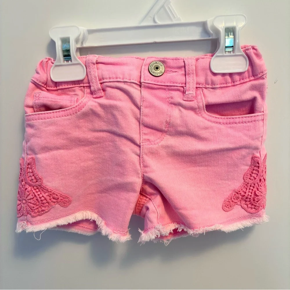 OshKosh B'gosh Toddler Girl's Shorts Pink Denim & Lemon Print Sun Short Size 3T